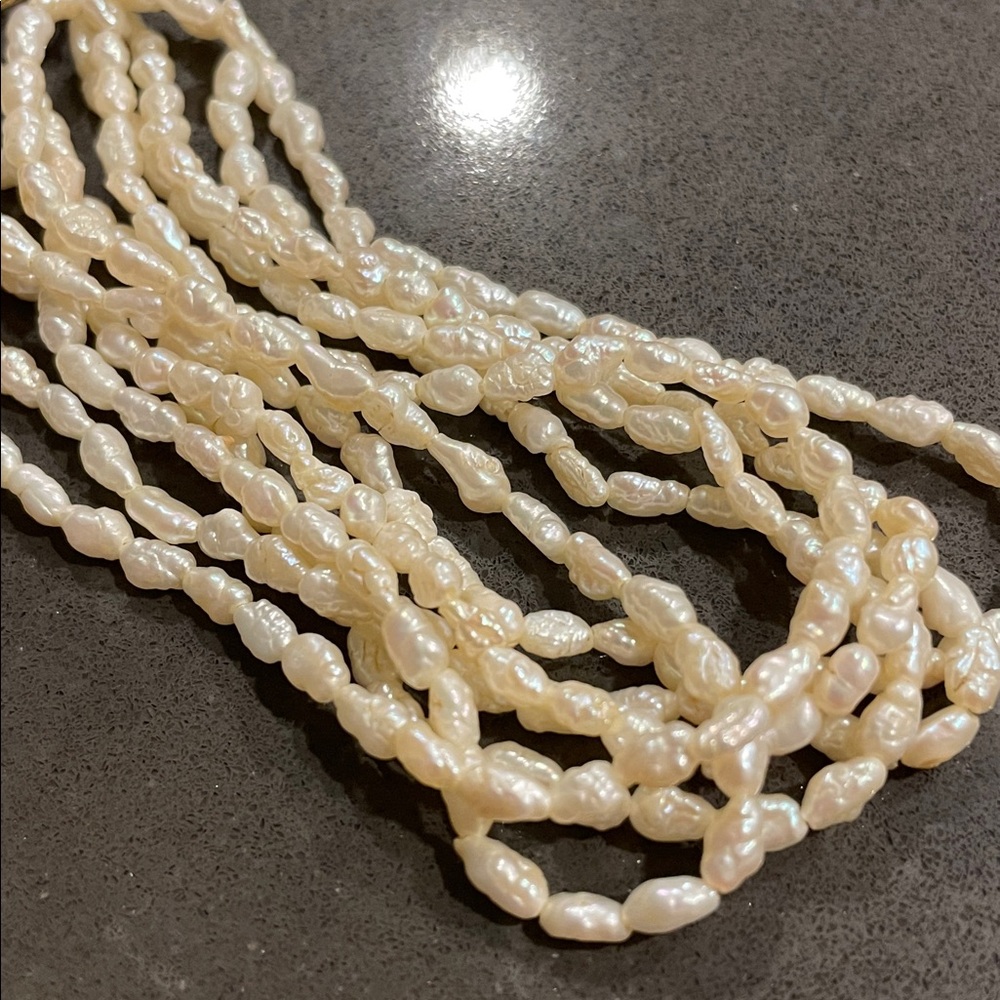 Six Strand Rice Pearl Fish Hook Clasp Bracelet - Picture 11 of 12